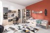 Complete youth room set in oak look and anthracite with bed, desk and large storage space.