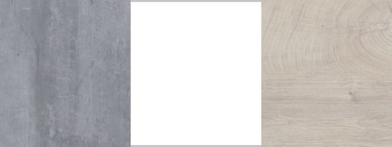 Muster von Betonoptik, Weiß und hellem Holz für moderne Möbeldesigns.