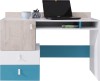 Funktionaler Schreibtisch für Kinder und Jugendliche mit Stauraum in Blau und Weiß.