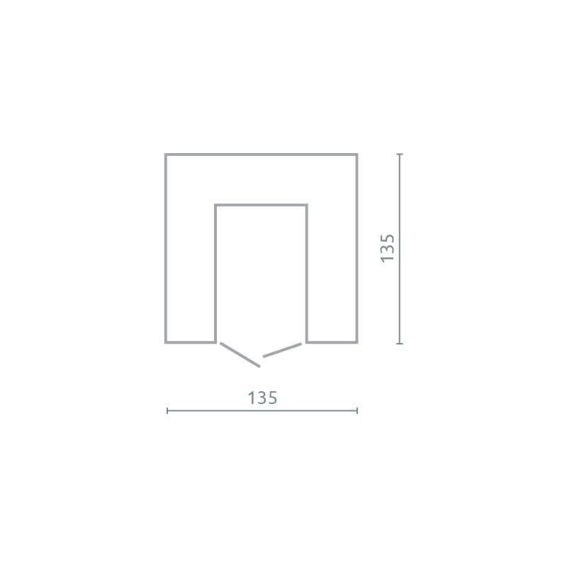 Technische Zeichnung mit Maßen 135 x 135 cm für die Raumplanung des Jugendzimmers.