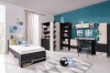 Komplettes Jugendzimmer-Set mit Bett, Schreibtisch und Schrankkombination.