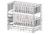 Technical sketch of a bunk bed with precise measurements for height and width in cm.