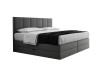 Freigestelltes Boxspringbett in Grau mit Kopfteil und Kissen