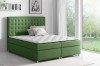 Grünes Boxspringbett mit Stoffbezug und gestepptem Kopfteil