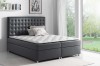 Graues Boxspringbett in Lederoptik mit eleganter Karosteppung