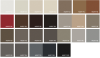 Farbmuster-Übersicht für Madryt Kunstleder in verschiedenen Farben wie Grau, Braun und Beige.