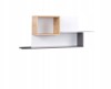 Modernes Wandregal in Weiß, Grau und Holz-Optik, minimalistisches Design