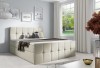 Cremefarbenes Polsterbett mit quadratischer Steppung und modernem Design für Schlafzimmer.