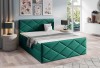 Elegantes grünes Polsterbett mit Rautenmuster am Kopfteil in modernem Schlafzimmer-Ambiente.