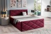 Stilvolles bordeauxrotes Polsterbett mit eleganter Rautensteppung und modernem Design.