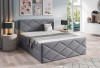 Modernes Boxspringbett in Dunkelgrau mit markantem Rautenmuster.