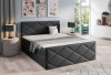 Dunkelgraues Boxspringbett mit elegantem Rautenmuster und modernen Lampen