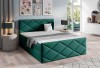 Smaragdgrünes Bett mit auffälliger Rautensteppung für modernes Wohndesign