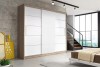 Three-door sliding door wardrobe Matt White with Sonoma Oak carcass