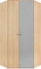 Moderner Eckkleiderschrank in Eiche-Optik mit grauer Front für Schlaf- oder Jugendzimmer.
