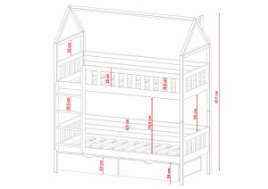 GRETA Etagenbett Hausbett für 2 Kinder mit Schubladen Deine Möbel