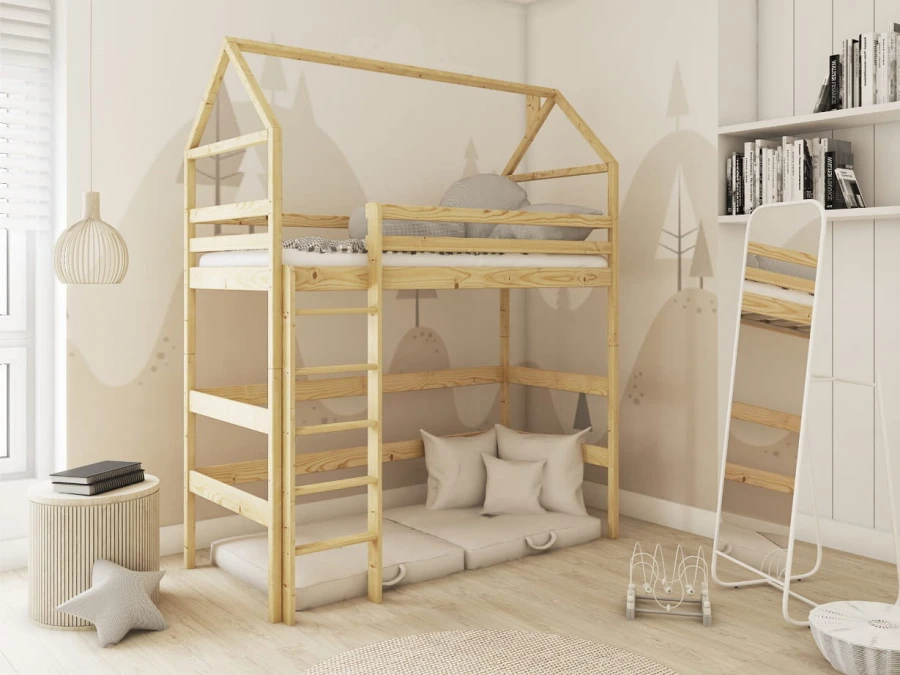 Etagenbett Kinderbett Hausbett Hochbett für 1 Kind MARINA Kiefer.jpg