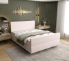 Hellrosa Polsterbett in modernem Schlafzimmer-Ambiente