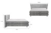 Abmessungen des Boxspringbettes: 233 cm Breite, 212 cm Tiefe, 112 cm Höhe.