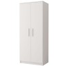 Gesloten witte kledingkast met twee deuren, modern design voor slaap- of tienerkamer.