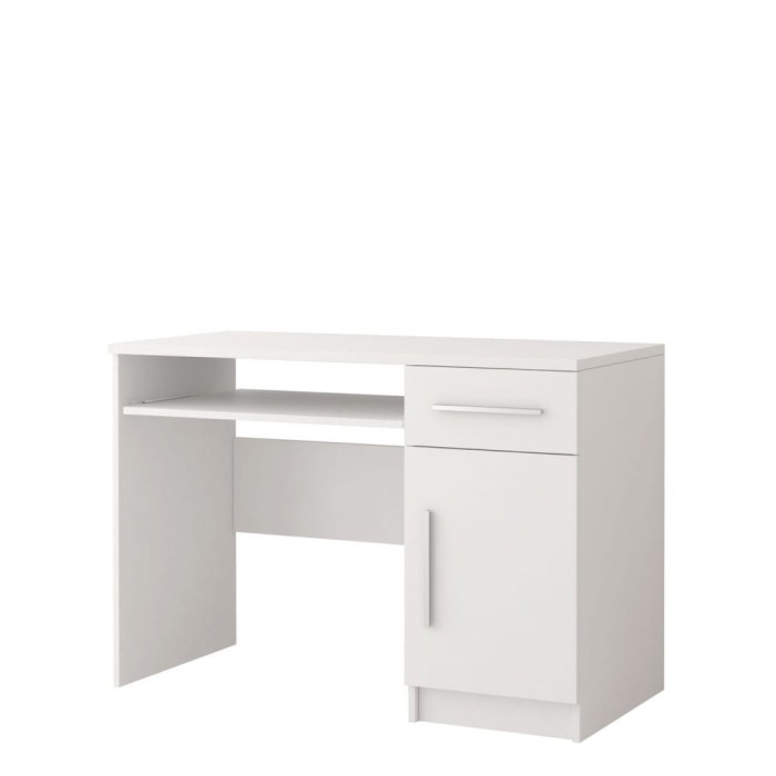 Moderner weißer Schreibtisch mit Schublade und Tür für das Home-Office.
