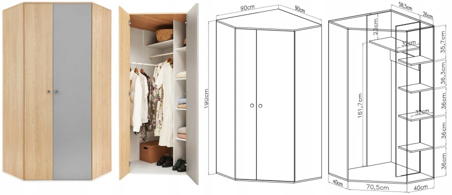 Kleiderschrank POKO 02 Abmessungen