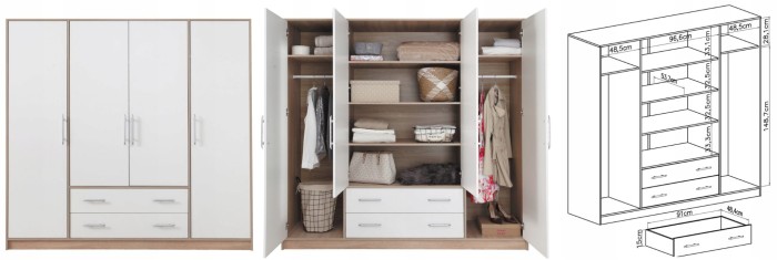 Garberobe Kleiderschrank SAM SR1 Weiß Lux Sonoma'.jpg