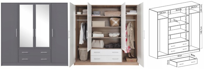 Garberobe Kleiderschrank SAM SR1 Spiegel Anthrazit'.jpg