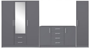 SAM SR2 Kleiderschrank 3-türig Garderobe Garderobensystem Anthrazit Deine Möbel