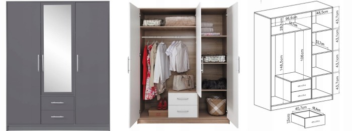 Garberobe Kleiderschrank SAM SR2 Anthrazit Spiegel'.jpg