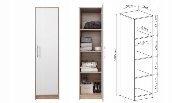 Garberobe Kleiderschrank Wäscheschrank SAM SR5 Wei↓ Lux Sonoma'.jpg