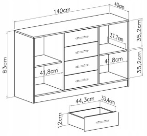 SAM SRK1 Kommode Garderobe Weiß Lux/Eiche Sonoma Deine Möbel