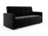 Schwarzes Schlafsofa aus Samt mit dekorativer Steppung und Holzfüßen.