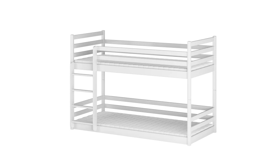 Weißes Etagenbett aus Holz mit Leiter für Kinderzimmer