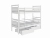 Wit stapelbed van massief hout met twee laden voor de kinderkamer.