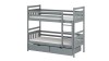 Modernes graues Stockbett mit Sicherheitsleiter und integriertem Stauraum.