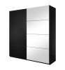 Zweitüriger Schwebetürenschrank in elegantem Schwarz mit integriertem Ganzkörperspiegel.