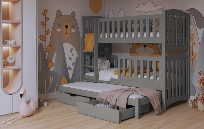 Etagenbett Hochbett Kinderbett für 3 Kinder NOAH grau acryl.jpg