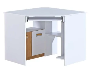LUKA L11 Schreibtisch Eckschreibtisch Weiß Matt/Eiche Deine Möbel