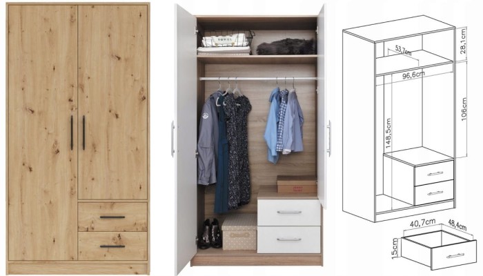 Kleiderschrank 2-türig Garderobe Garderobensystem SAM SR3 Artisan