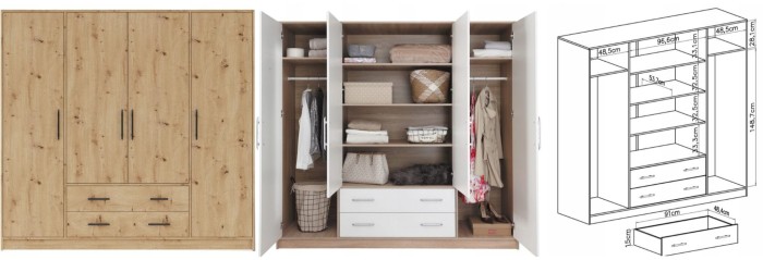 Kleiderschrank 4-türig Garderobe Garderobensystem SAM SR1 Artisan