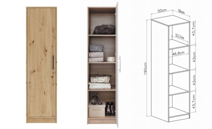 Kleiderschrank Wäscheschrank 1-türig Garderobe Garderobensystem SAM SR5 Artisan