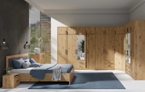 SAM SR3 Kleiderschrank 2-türig Garderobe Garderobensystem mit Spiegel Artisan Deine Möbel