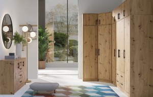 SAM SR3 Kleiderschrank 2-türig Garderobe Garderobensystem mit Spiegel Artisan Deine Möbel