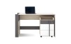 Moderner Schreibtisch in Eiche und Grau mit Rollcontainer für das Home Office.