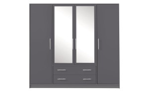 SAM SRL1 Kleiderschrank 4-türig Garderobe Garderobensystem mit Spiegel Anthrazit Deine Möbel