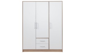SAM SR2 Kleiderschrank 3-türig Garderobe Garderobensystem Weiß Lux/Eiche Deine Möbel