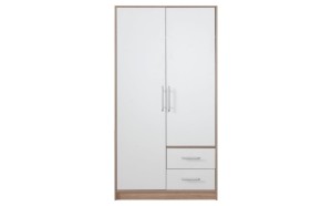 SAM SR3 Kleiderschrank 2-türig Garderobe Garderobensystem Weiß Lux/Eiche Sonoma Deine Möbel