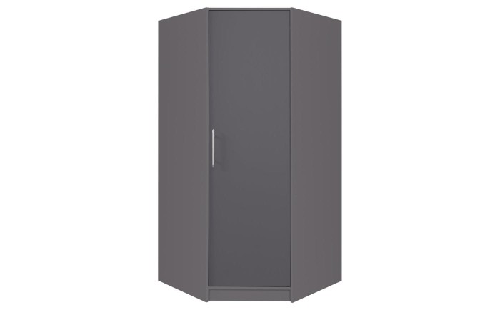 Grauer Eckkleiderschrank mit einer Tür und schlichtem Design