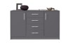Großes Sideboard in Anthrazit mit 2 Türen und 4 mittigen Schubladen.